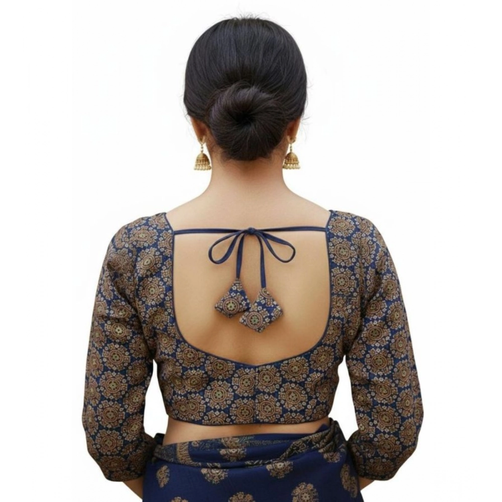 Generic Women's Ajrakh Cotton Halter Neck Padded Blouse (Navy, 38 Ready Size (Self-Alterable 36–40) Generic Women's Ajrakh Cotton Halter Neck Padded Blouse (Navy, 38 Ready Size (Self-Alterable 36–40)