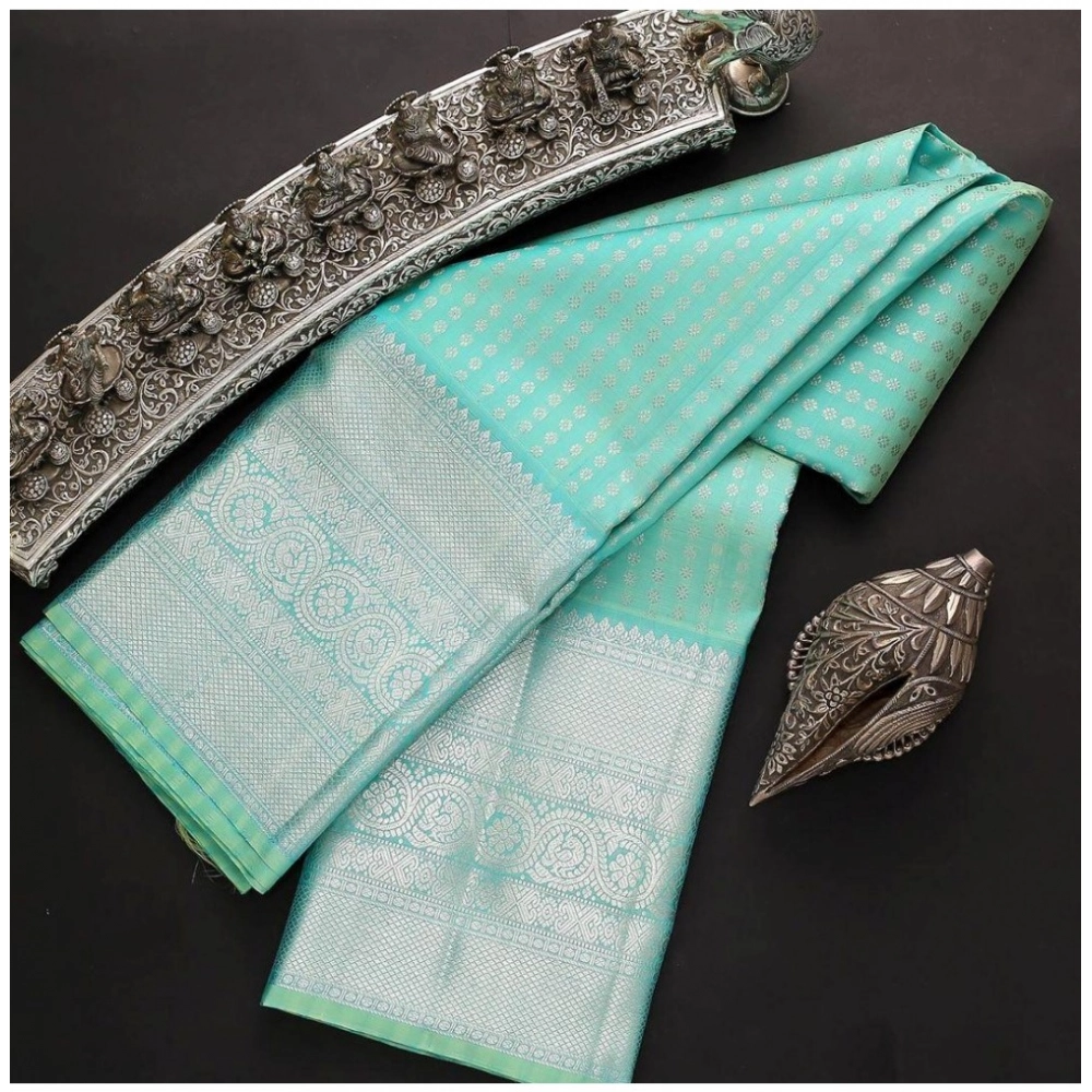 Generic Women's Soft Litchi Silk Jacquard Work Saree With Unstitched Blouse 5.5Mtr (Blue) Generic Women's Soft Litchi Silk Jacquard Work Saree With Unstitched Blouse 5.5Mtr (Blue)