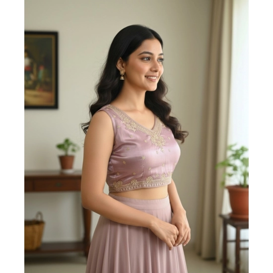 Generic Women's Zimmi Choo Embroidered V-Neck Padded Blouse (Lavender 38 Ready (Self Alterable 36–40) Generic Women's Zimmi Choo Embroidered V-Neck Padded Blouse (Lavender 38 Ready (Self Alterable 36–40)