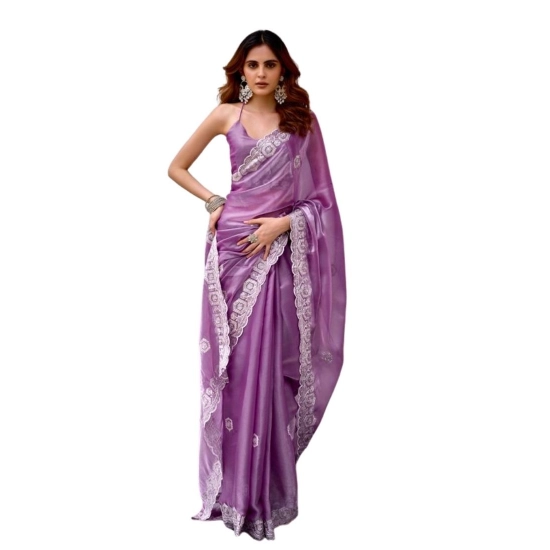 Generic Women's Faux Shimmer Geometric Ready to wear Saree With Unstitched Blouse 5.5Mtr (Lavender) Generic Women's Faux Shimmer Geometric Ready to wear Saree With Unstitched Blouse 5.5Mtr (Lavender)