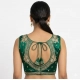 Generic Women's Silk Embroidered V-Neck Sleeveless Readymade Padded Blouse (Green, Size 38)