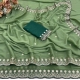 Generic Women's Star Georgette Embroidered Saree With Unstitched Blouse 5.5Mtr (Green)