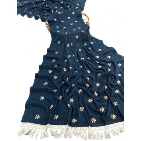 Generic Women's Georgette Embellished Saree With Unstitched Blouse 5.5Mtr (Navy) Generic Women's Georgette Embellished Saree With Unstitched Blouse 5.5Mtr (Navy)