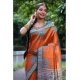 Generic Women's Faux_Tussar_Silk Printed Saree With Unstitched Blouse 5.5Mtr (Orange)