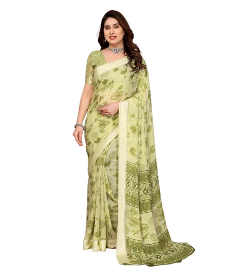 Generic Women's Georgette Printed Saree With Unstitched Blouse 5.5Mtr (Green)