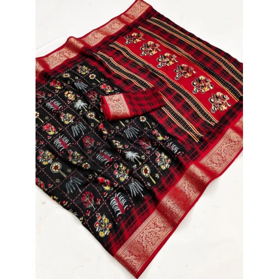Generic Women's Dola Silk Printed Saree With Unstitched Blouse 5.5Mtr (Black) Generic Women's Dola Silk Printed Saree With Unstitched Blouse 5.5Mtr (Black)