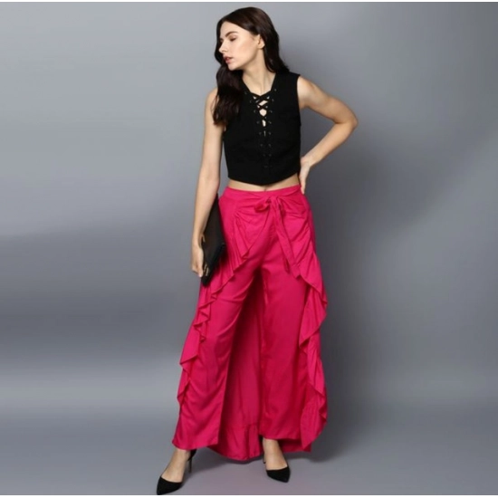 Generic Women's Rayon Ruffled Elasticated Skirt (Pink) Generic Women's Rayon Ruffled Elasticated Skirt (Pink)