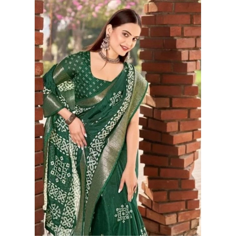 Generic Women's Cotton Silk Printed Saree With Unstitched Blouse 5.5Mtr (Green) Generic Women's Cotton Silk Printed Saree With Unstitched Blouse 5.5Mtr (Green)