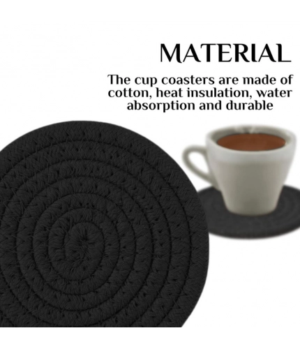 Generic Cotton Pack Of_2 Rope Drink Coasters 4 Pcs Set (Black)