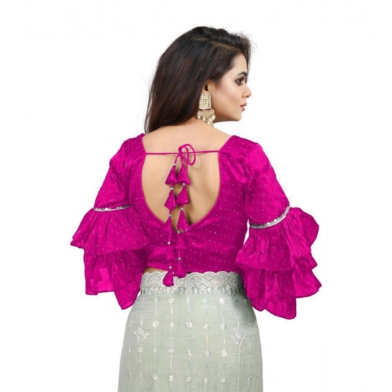 Generic Women's Organza Solid V Neck Layered Ruffle Sleeve Readymade Blouse (Pink Free Size , up to 38–40 Bust)-PID65856 Generic Women's Organza Solid V Neck Layered Ruffle Sleeve Readymade Blouse (Pink Free Size , up to 38–40 Bust)-PID65856