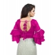 Generic Women's Organza Solid V Neck Layered Ruffle Sleeve Readymade Blouse (Pink Free Size , up to 38–40 Bust)-PID65856 Generic Women's Organza Solid V Neck Layered Ruffle Sleeve Readymade Blouse (Pink Free Size , up to 38–40 Bust)-PID65856