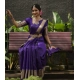 Generic Women's Banarasi Silk Printed Saree With Unstitched Blouse 5.5Mtr (Purple)