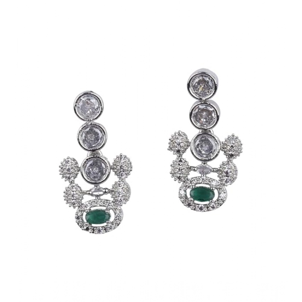 Generic Women's Brass Silver Plated Necklace set (Green) Generic Women's Brass Silver Plated Necklace set (Green)