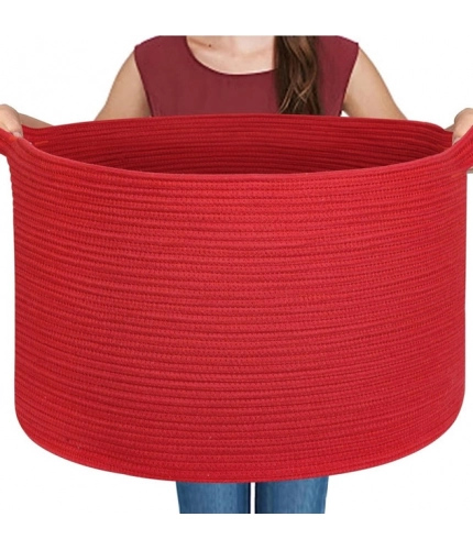 Generic Cotton Pack Of_1 14x12 Inch Storage Basket For Clothes With Out Lid (Red)