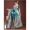 Generic Women's Banarasi Silk Printed Saree With Unstitched Blouse 5.5Mtr (Sea Green)