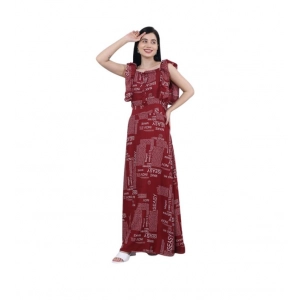 Generic Women's Casual Crepe Sleeveless Dress (Maroon)