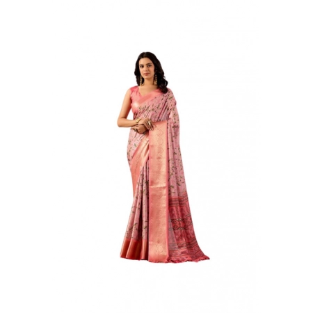 Generic Women's Faux_Silk Printed Saree With Unstitched Blouse 5.5Mtr (Light_Pink)