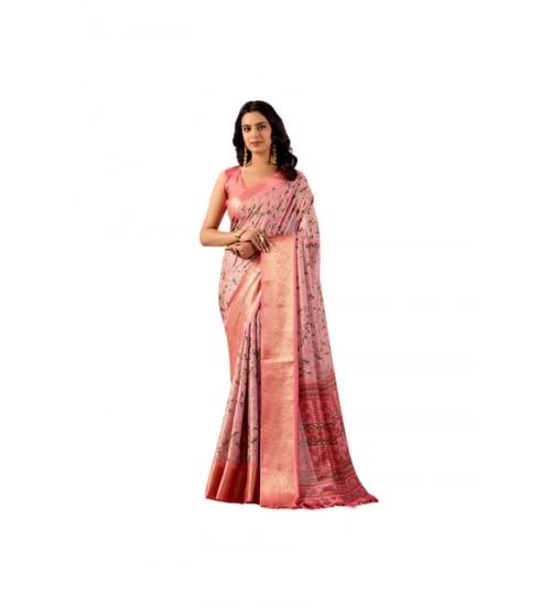 Generic Women's Faux_Silk Printed Saree With Unstitched Blouse 5.5Mtr (Light_Pink)
