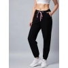 Generic Women's Cotton Twill Solid Elasticated Trousers (Black)