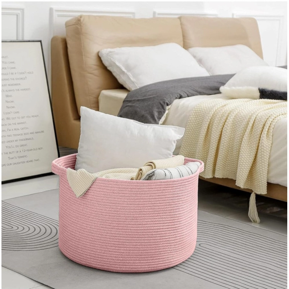 Generic Cotton Pack Of_1 14x12 Inch Storage Basket For Clothes With Out Lid (Pink) Generic Cotton Pack Of_1 14x12 Inch Storage Basket For Clothes With Out Lid (Pink)