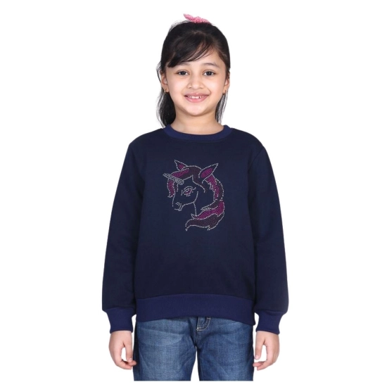 Generic Girl's Fleece Embellished Long Sleeves Sweatshirt (Navy Blue) Generic Girl's Fleece Embellished Long Sleeves Sweatshirt (Navy Blue)