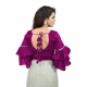 Generic Women's Organza Solid V Neck Layered Ruffle Sleeve Readymade Blouse (Magenta Free Size , up to 38–40 Bust)-PID65853 Generic Women's Organza Solid V Neck Layered Ruffle Sleeve Readymade Blouse (Magenta Free Size , up to 38–40 Bust)-PID65853
