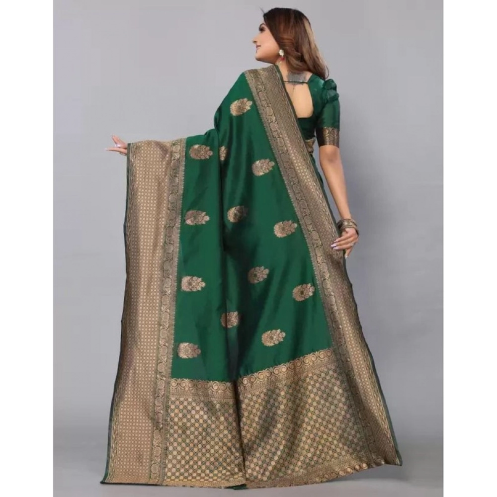 Generic Women's Soft Lichi Silk Printed Saree With Unstitched Blouse 5.5Mtr (Green) Generic Women's Soft Lichi Silk Printed Saree With Unstitched Blouse 5.5Mtr (Green)