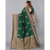 Generic Women's Soft Lichi Silk Printed Saree With Unstitched Blouse 5.5Mtr (Green)