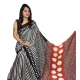 Generic Women's Satin Printed Saree With Unstitched Blouse 5.5Mtr (Black)