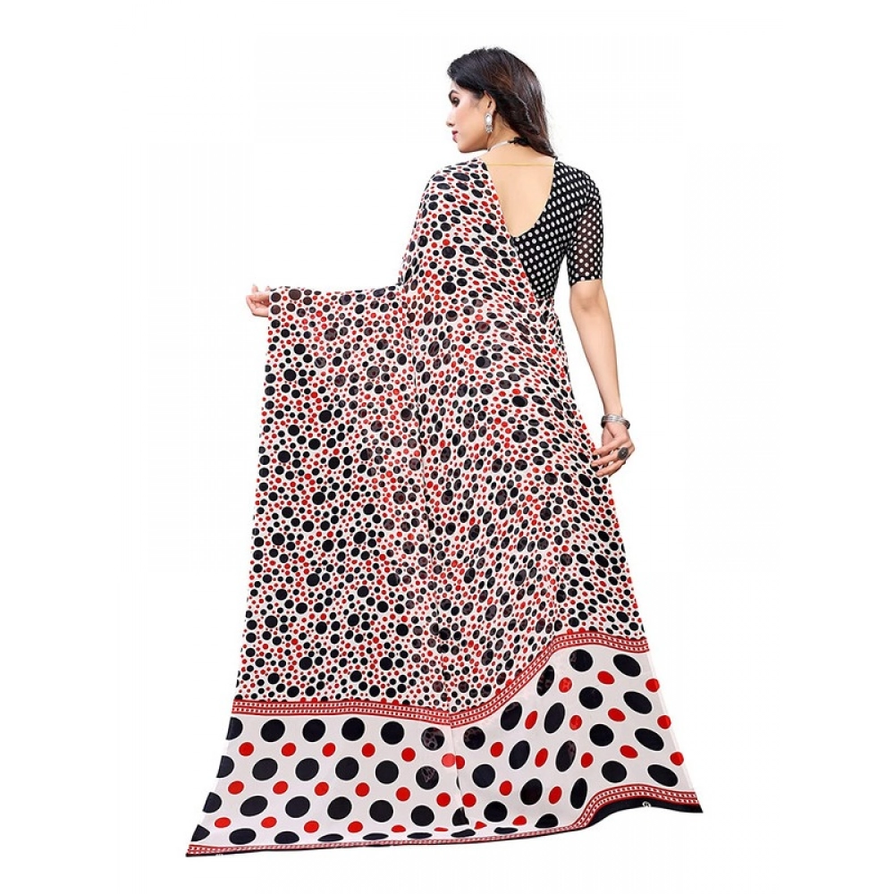 Generic Women's Georgette Printed Saree With Unstitched Blouse 5.5Mtr (Red) Generic Women's Georgette Printed Saree With Unstitched Blouse 5.5Mtr (Red)