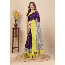 Generic Women's Cotton Silk Printed Saree With Unstitched Blouse 5.5Mtr (Multicolor)