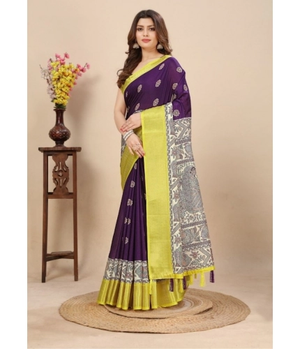 Generic Women's Cotton Silk Printed Saree With Unstitched Blouse 5.5Mtr (Multicolor)