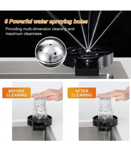 Generic Steel, Plastic Automatic Cup Rinser, Bottle Cleaner, Glass Rinser for Kitchen Sinks 