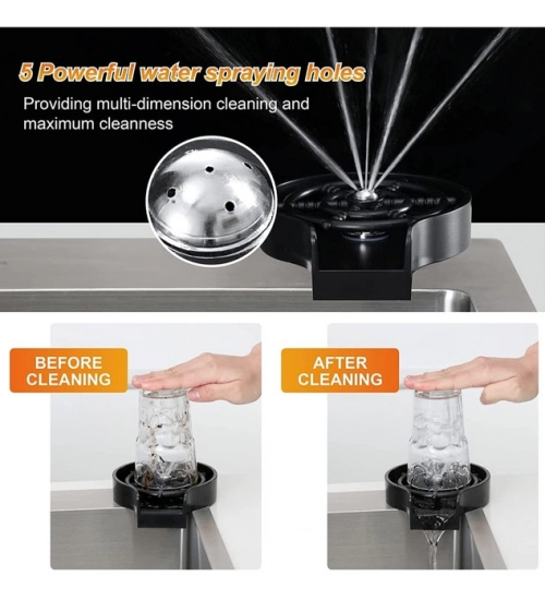 Generic Steel, Plastic Automatic Cup Rinser, Bottle Cleaner, Glass Rinser for Kitchen Sinks 