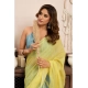 Generic Women's Linen Cotton Printed Ready To Wear With Pocket Saree With Unstitched Blouse 5.5 Mtr (Light_Yellow)