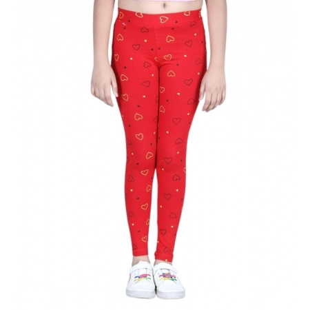 Generic Girl's Cotton Lycra Printed Elasticated Leggings (Red) Generic Girl's Cotton Lycra Printed Elasticated Leggings (Red)