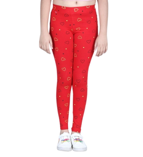 Generic Girl's Cotton Lycra Printed Elasticated Leggings (Red) Generic Girl's Cotton Lycra Printed Elasticated Leggings (Red)