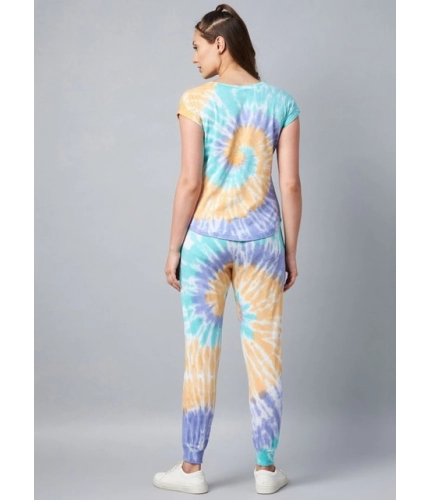 Generic Women's Cotton Tie And Dye Short Sleeve Tracksuit (Multicolor)