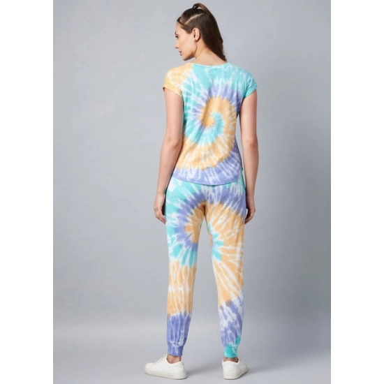 Generic Women's Cotton Tie And Dye Short Sleeve Tracksuit (Multicolor)