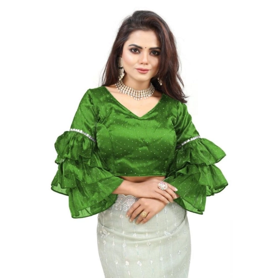 Generic Women's Organza Solid V Neck Layered Ruffle Sleeve Readymade Blouse (Light Green Free Size , up to 38–40 Bust)-PID65852 Generic Women's Organza Solid V Neck Layered Ruffle Sleeve Readymade Blouse (Light Green Free Size , up to 38–40 Bust)-PID65852