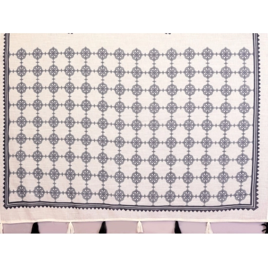 Generic Women's Linen Cotton Printed Saree With Unstitched Blouse 5.5Mtr (Off White)