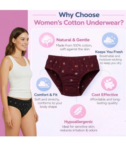 Generic Pack of_3 Women's Cotton Printed Hipster Panty (Multicolor)