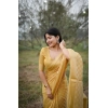 Generic Women's Silk_Blend Checked Saree With Unstitched Blouse 5.5Mtr (Yellow)