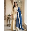 Generic Women's Silk Embroidered 3/4th Sleeve V-Neck Kurti With Sharara Pant and Dupatta Set (Cream & Blue) Generic Women's Silk Embroidered 3/4th Sleeve V-Neck Kurti With Sharara Pant and Dupatta Set (Cream & Blue)