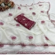 Generic Women's Star Georgette Embroidered Saree With Unstitched Blouse 5.5Mtr (White)