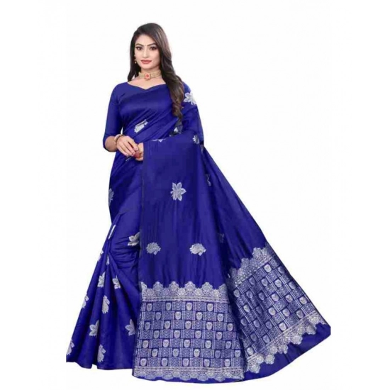 Generic Women's Soft Lichi Silk Printed Saree With Unstitched Blouse 5.5Mtr (Blue) Generic Women's Soft Lichi Silk Printed Saree With Unstitched Blouse 5.5Mtr (Blue)
