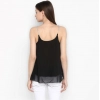 Generic Women's Polyester Embellished Shoulder Straps Top (Black)