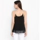 Generic Women's Polyester Embellished Shoulder Straps Top (Black) Generic Women's Polyester Embellished Shoulder Straps Top (Black)