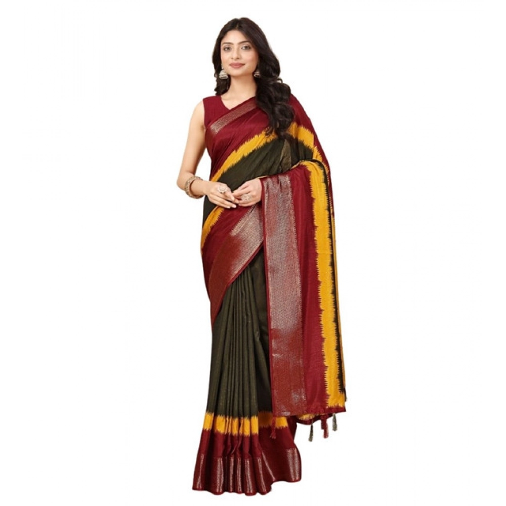 Generic Women's Cotton Silk Solid Saree With Unstitched Blouse 5.5Mtr (Multicolor) Generic Women's Cotton Silk Solid Saree With Unstitched Blouse 5.5Mtr (Multicolor)