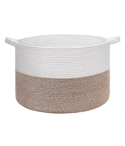Generic Cotton Pack Of_1 16x14 Inch Storage Basket For Clothes With Out Lid (Kidi-White)